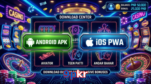 Main screen of 9Pkr download page for PK players