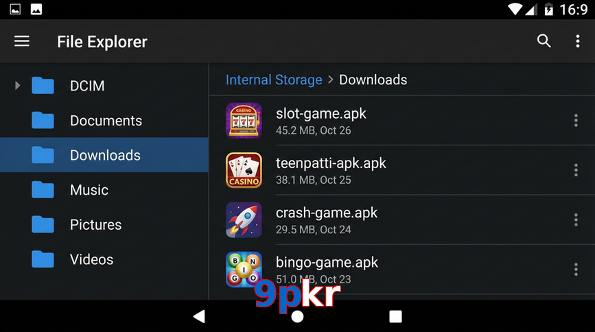 Main screen of 9Pkr gameapk page for PK players