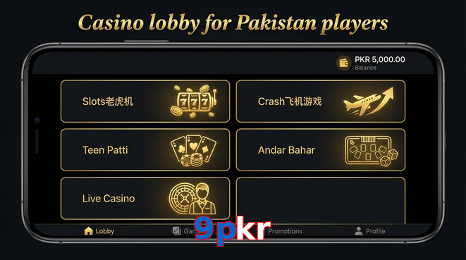 Lobby view of 9Pkr for Pakistan users